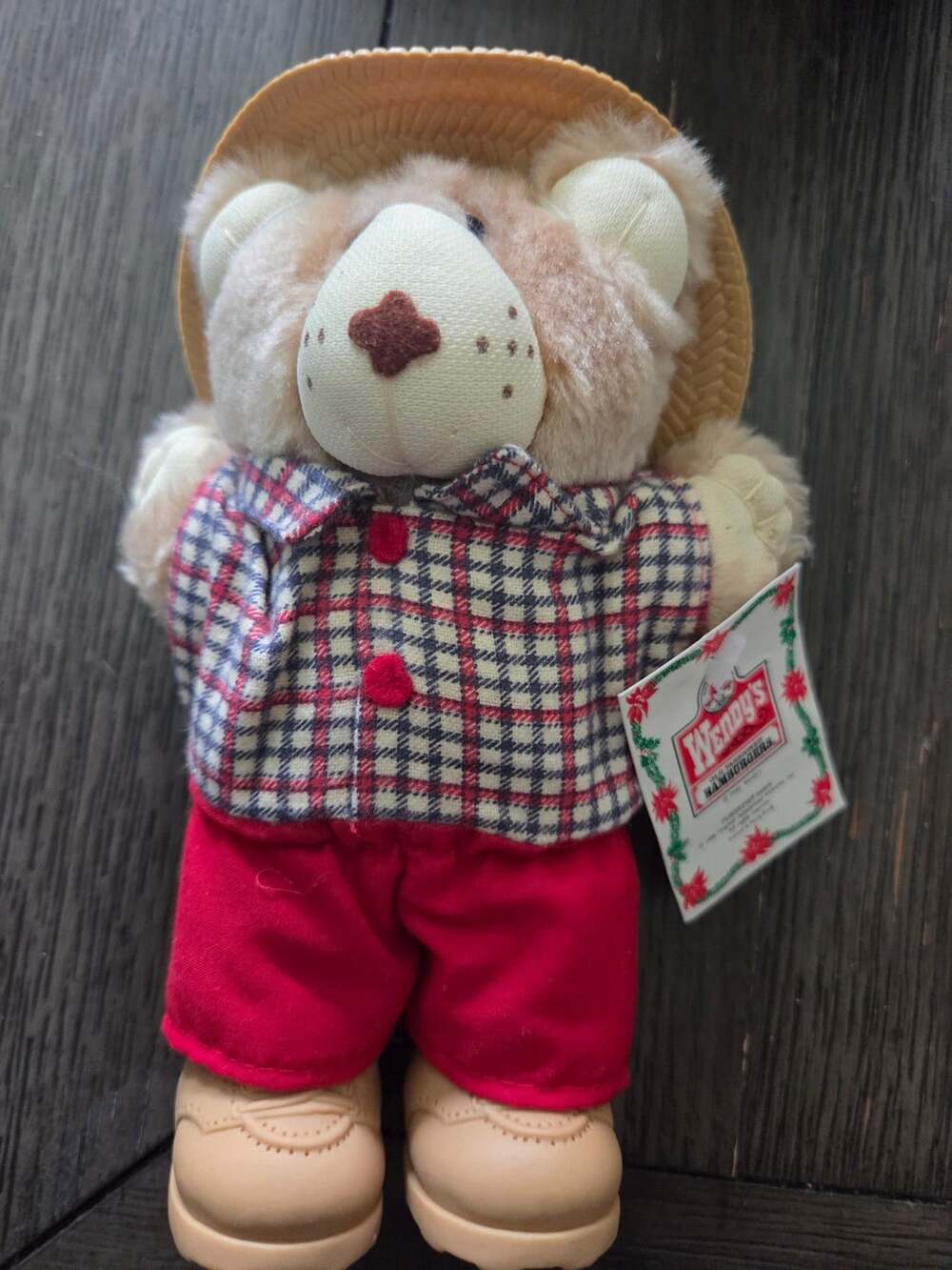 Wendy's Furskins Holiday Teddy Bear 7" Plaid Shirt